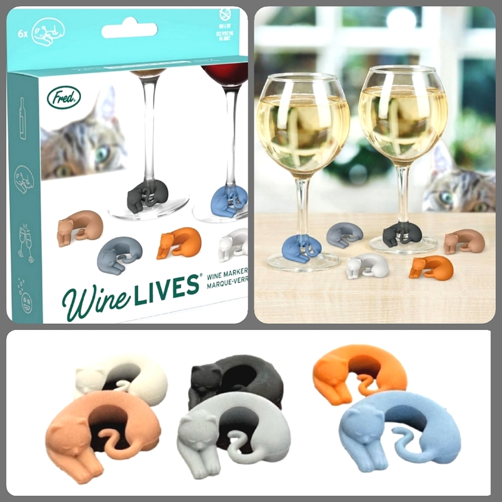 🌷3/$20🌷NWT/NIB Wine Lives 6-Pack Cat Wine Charms